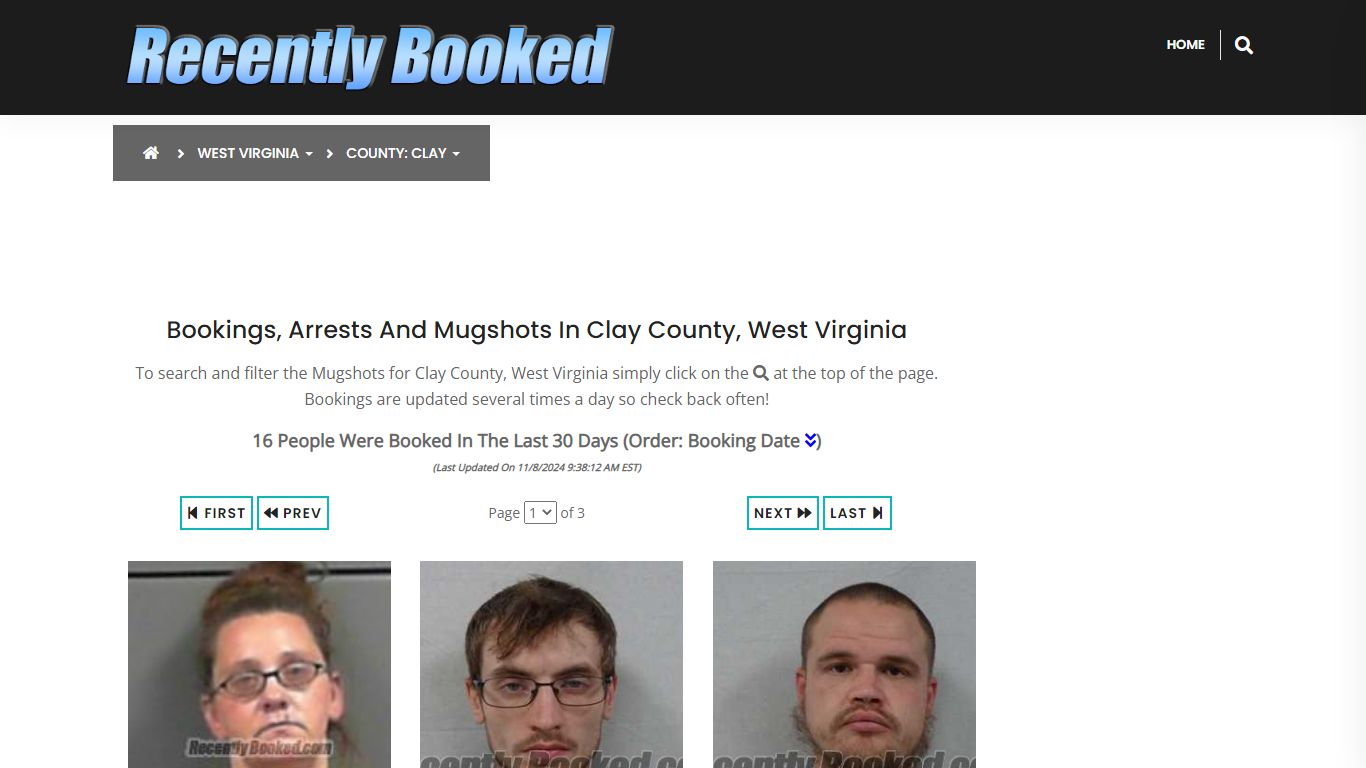 Bookings, Arrests and Mugshots in Clay County, West Virginia