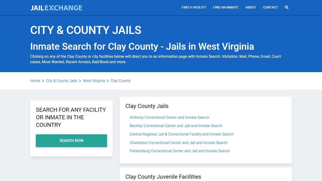 Inmate Search for Clay County | Jails in West Virginia - Jail Exchange