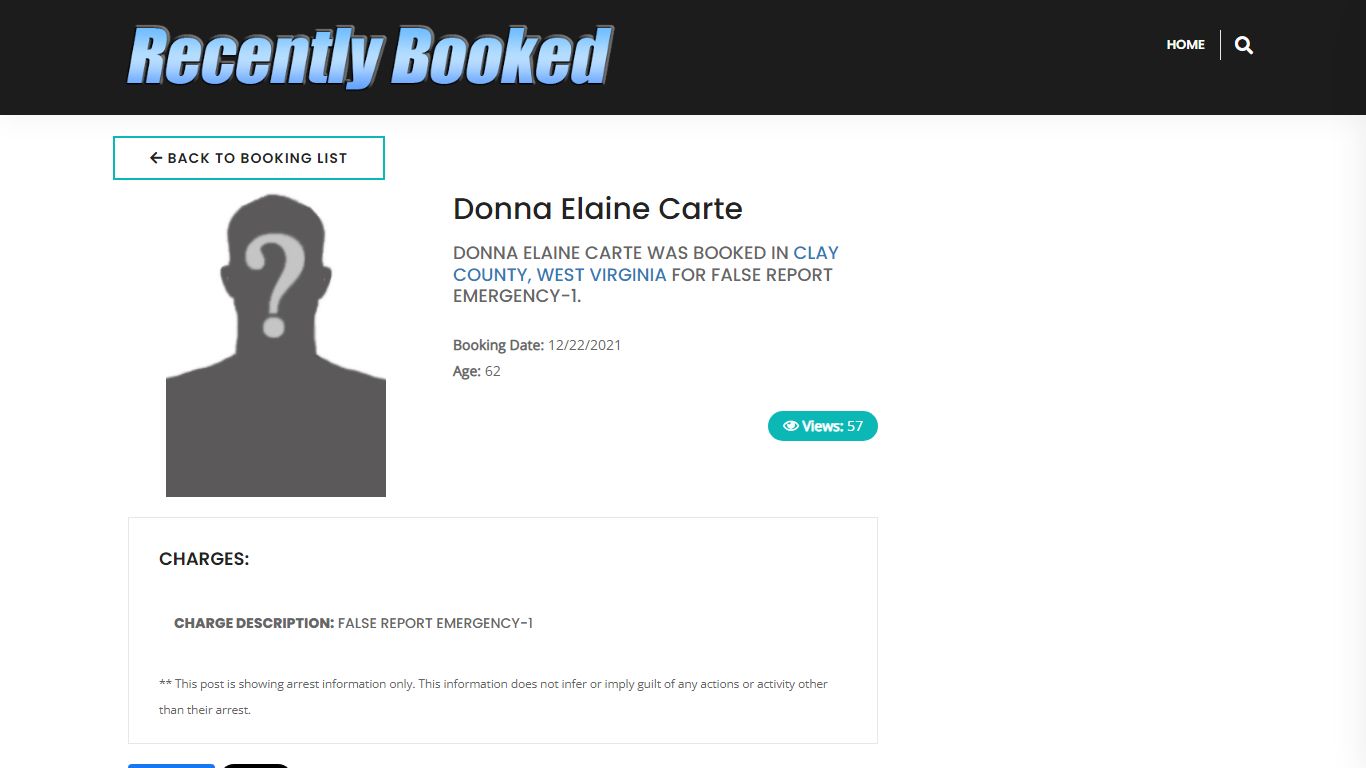 Recent Booking / Mugshot for Donna Elaine Carte in Clay County, West ...